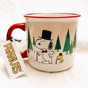 Snoopy & Woodstock Top Hat & Bow Tie Festive XL 22oz Ceramic Coffee Mug-NEW